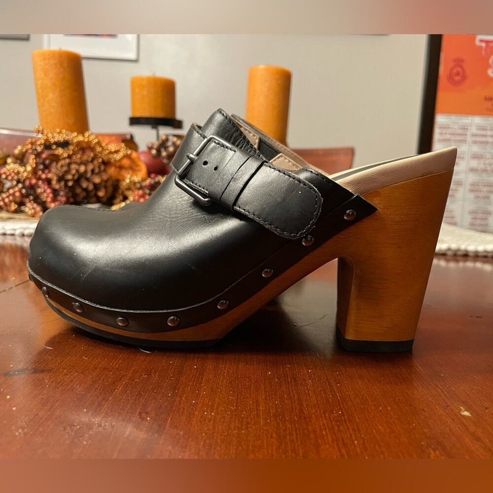 Jambu serafina black leather clogs mules shoes 7 NEW!